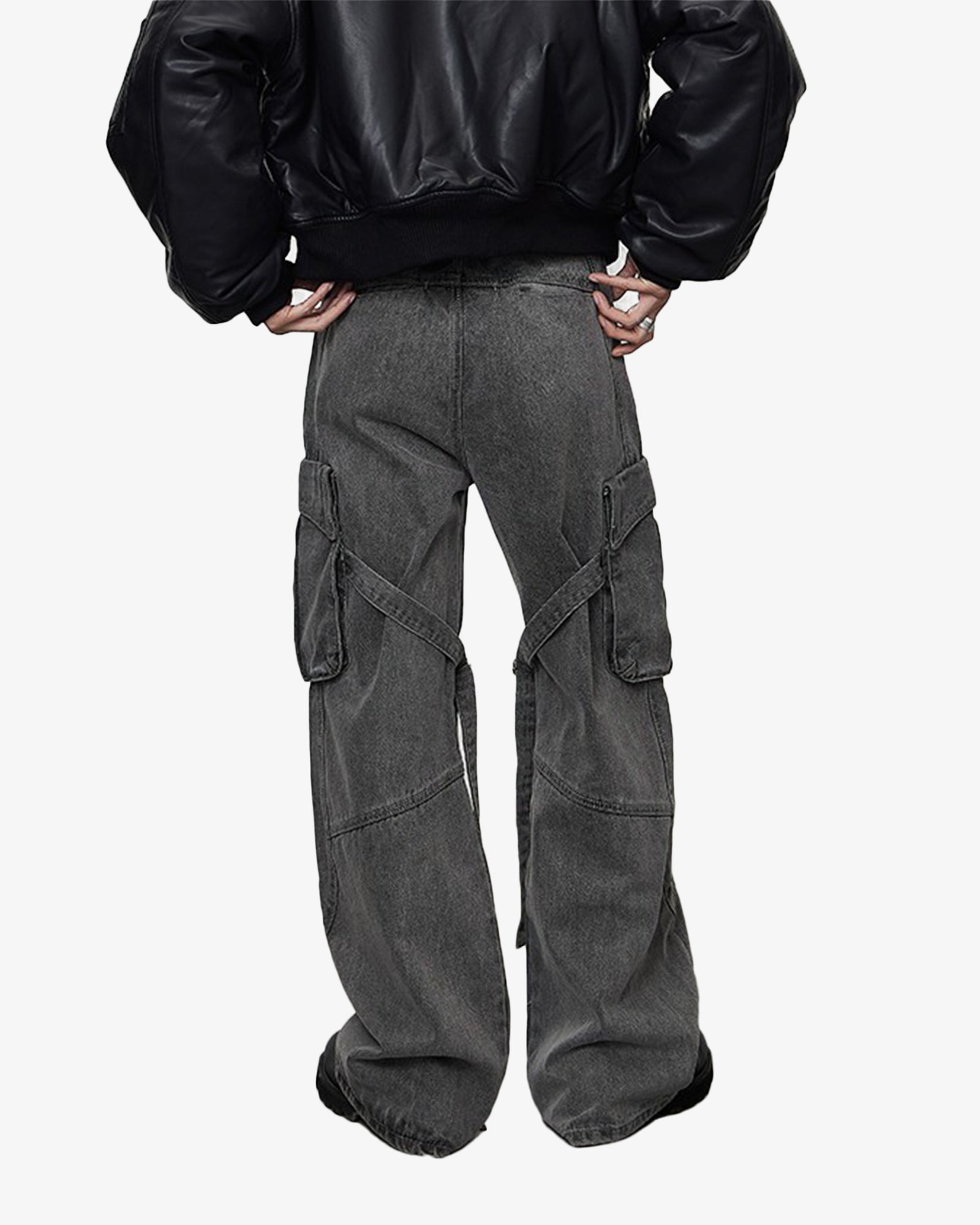 Strapped Wide Fit Washed Cargo Pants