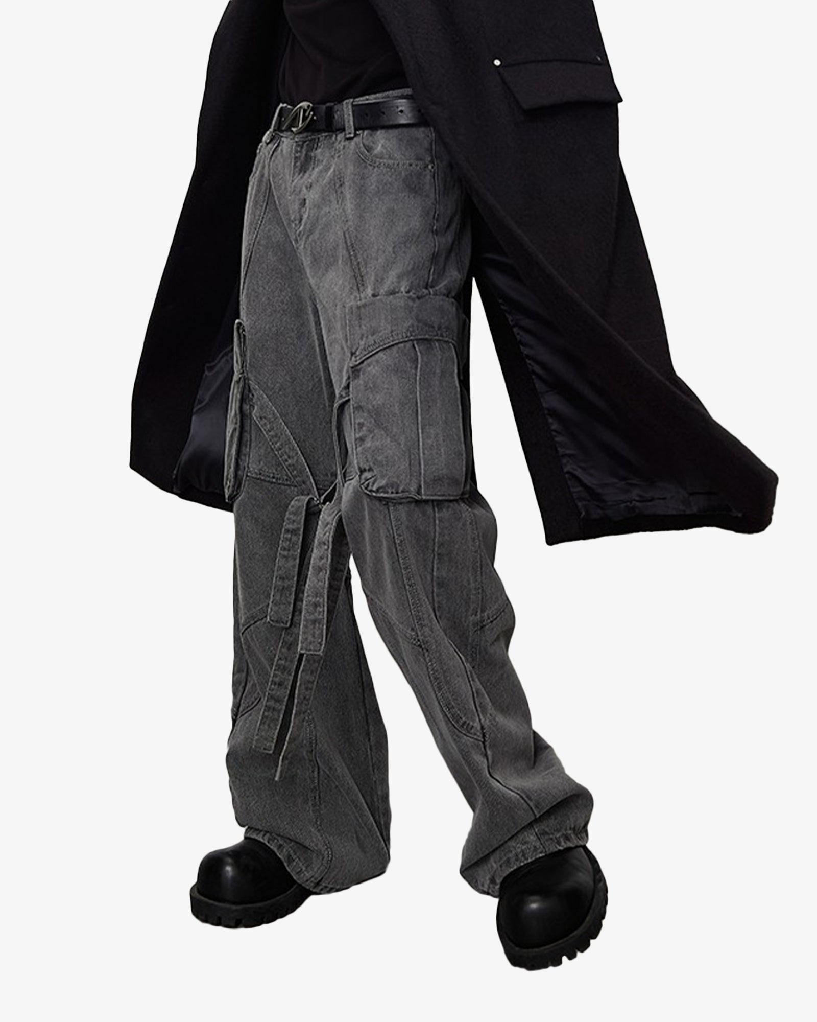 Strapped Wide Fit Washed Cargo Pants