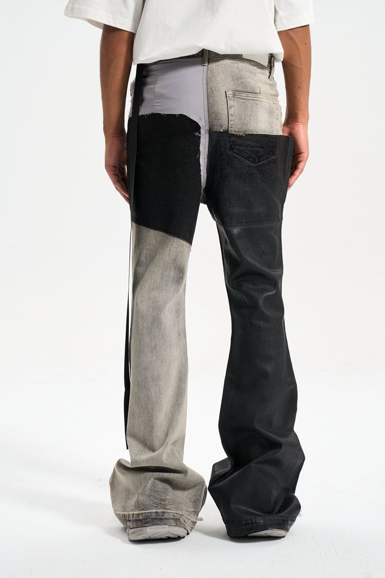 Contrast Color Deconstructed Wide-Fit Jean Pants