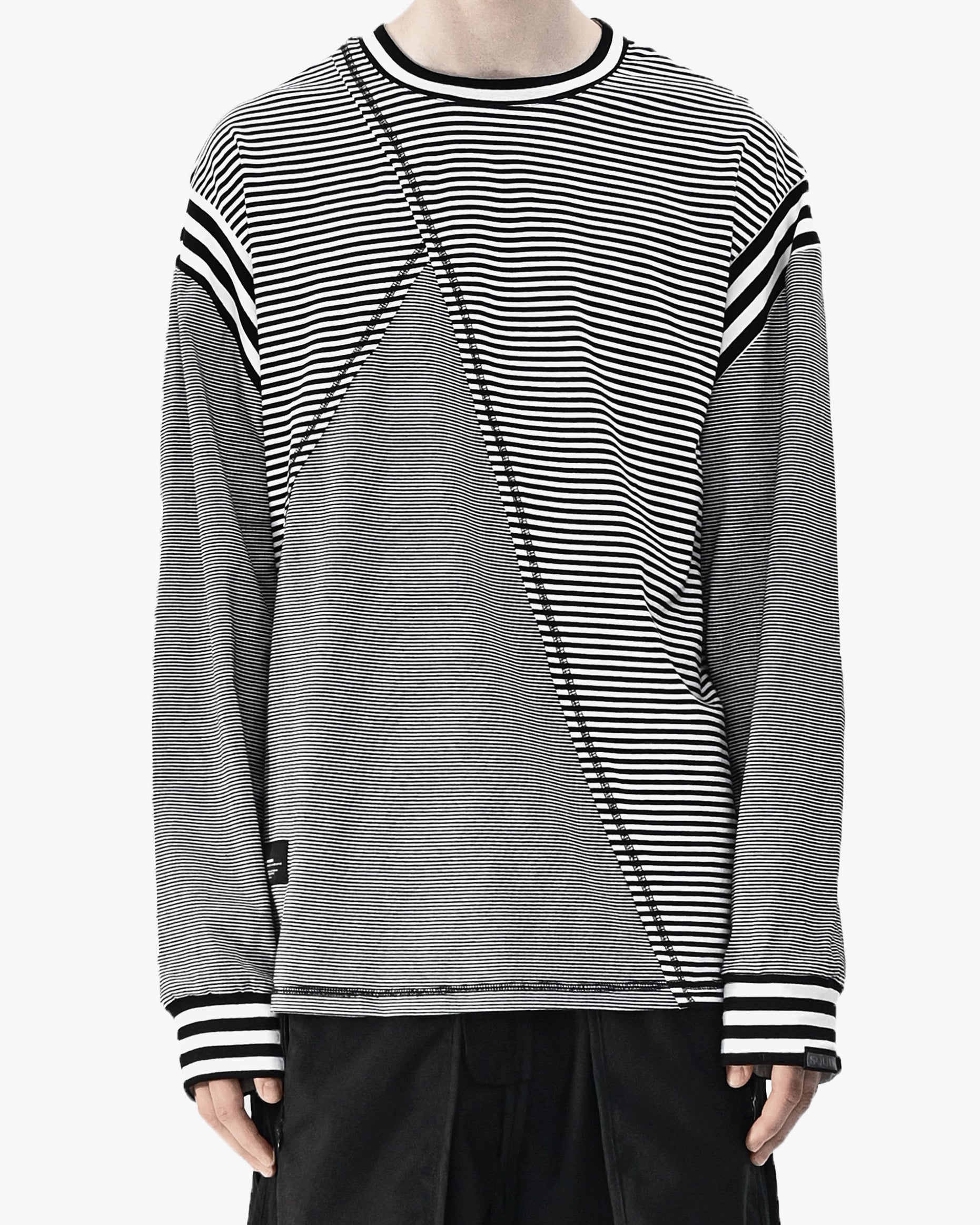 Deconstructed Striped Oversized Long Sleeve T-shirt