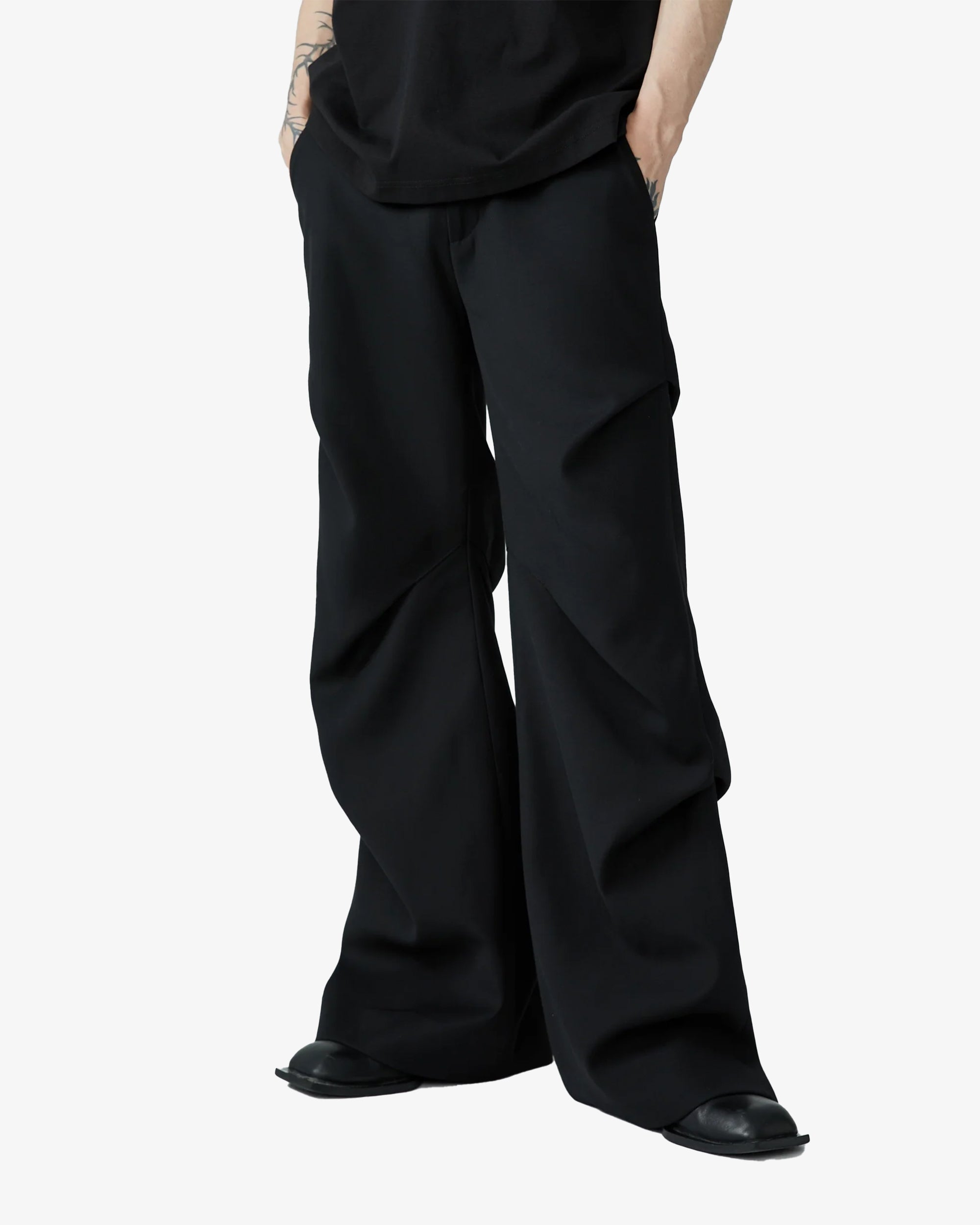 Stacked Wide Leg Twill Pants