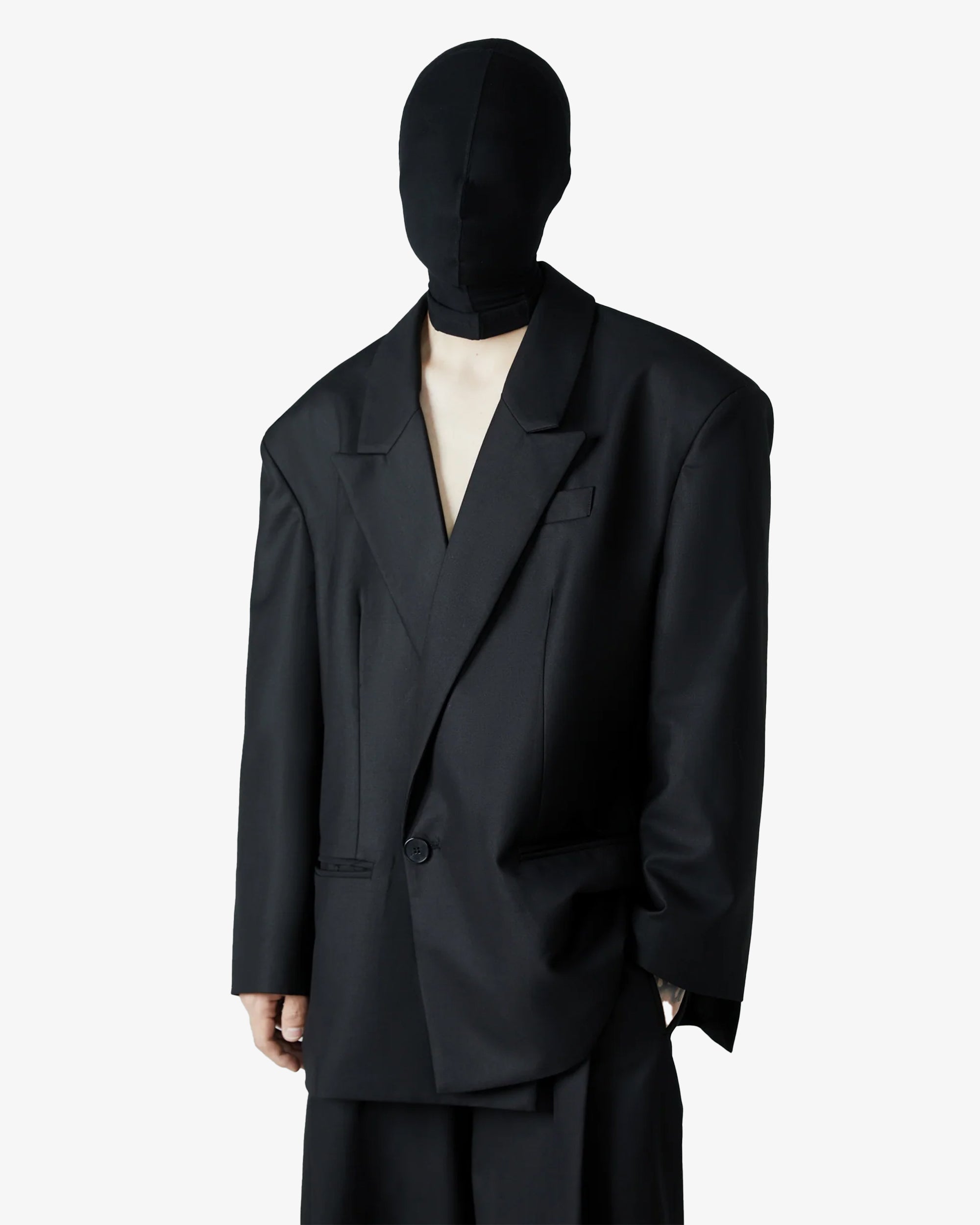 Oversized One Button Black Suit Blazer