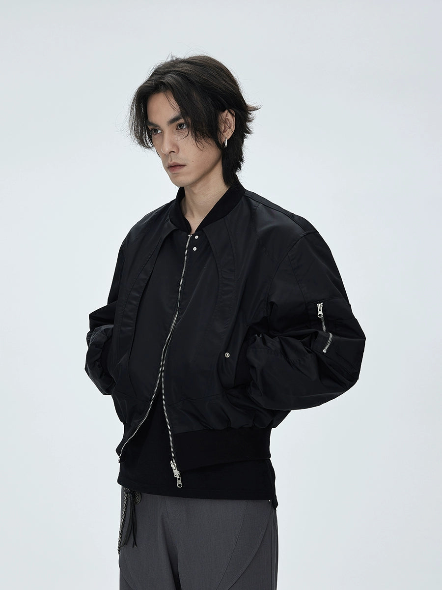 Reversible MA-1 bomber jacket with two way zipper