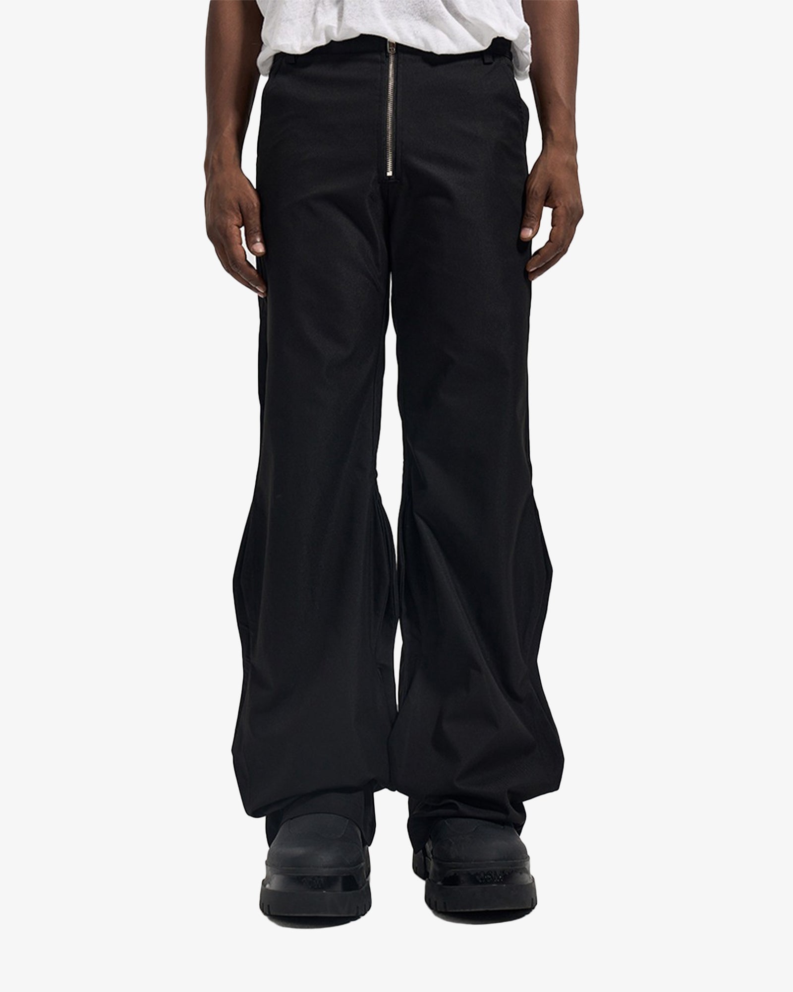 Wide Fit Exposed Zipper Pants
