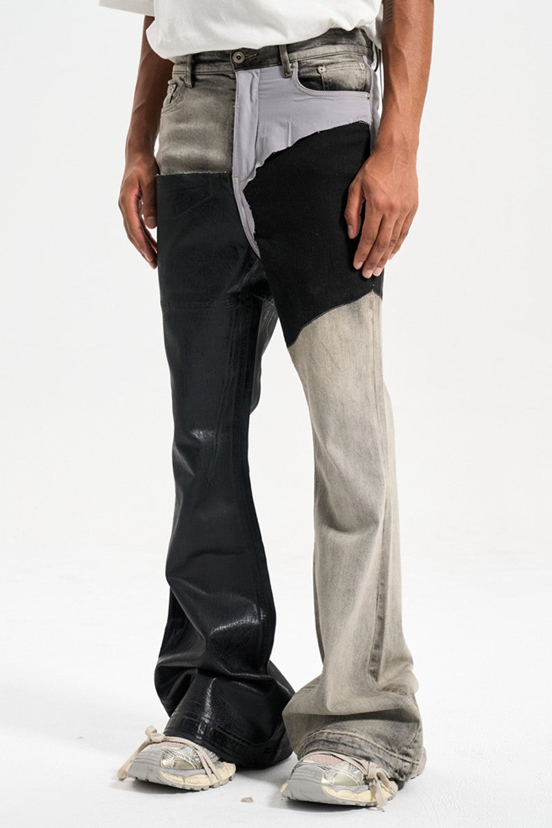 Contrast Color Deconstructed Wide-Fit Jean Pants